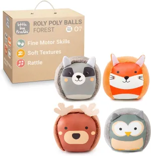 Little Big Friends Roly Poly Balls | Sensory Rattle Ball Toy for Baby, Set of 4