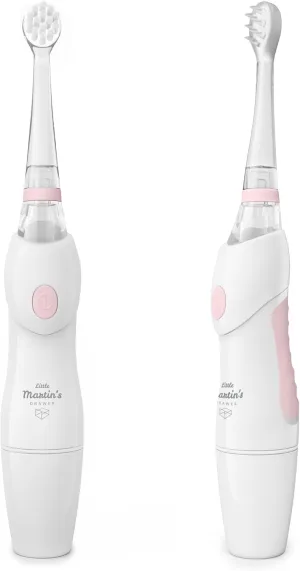 Little Martin’s Baby Electric Toothbrush - for Infants Toddler Kids - with LED Light & Auto Timer for Training – Sonic Soft Vibrating - Battery Operated - Silicone Brush Head for Teething Included