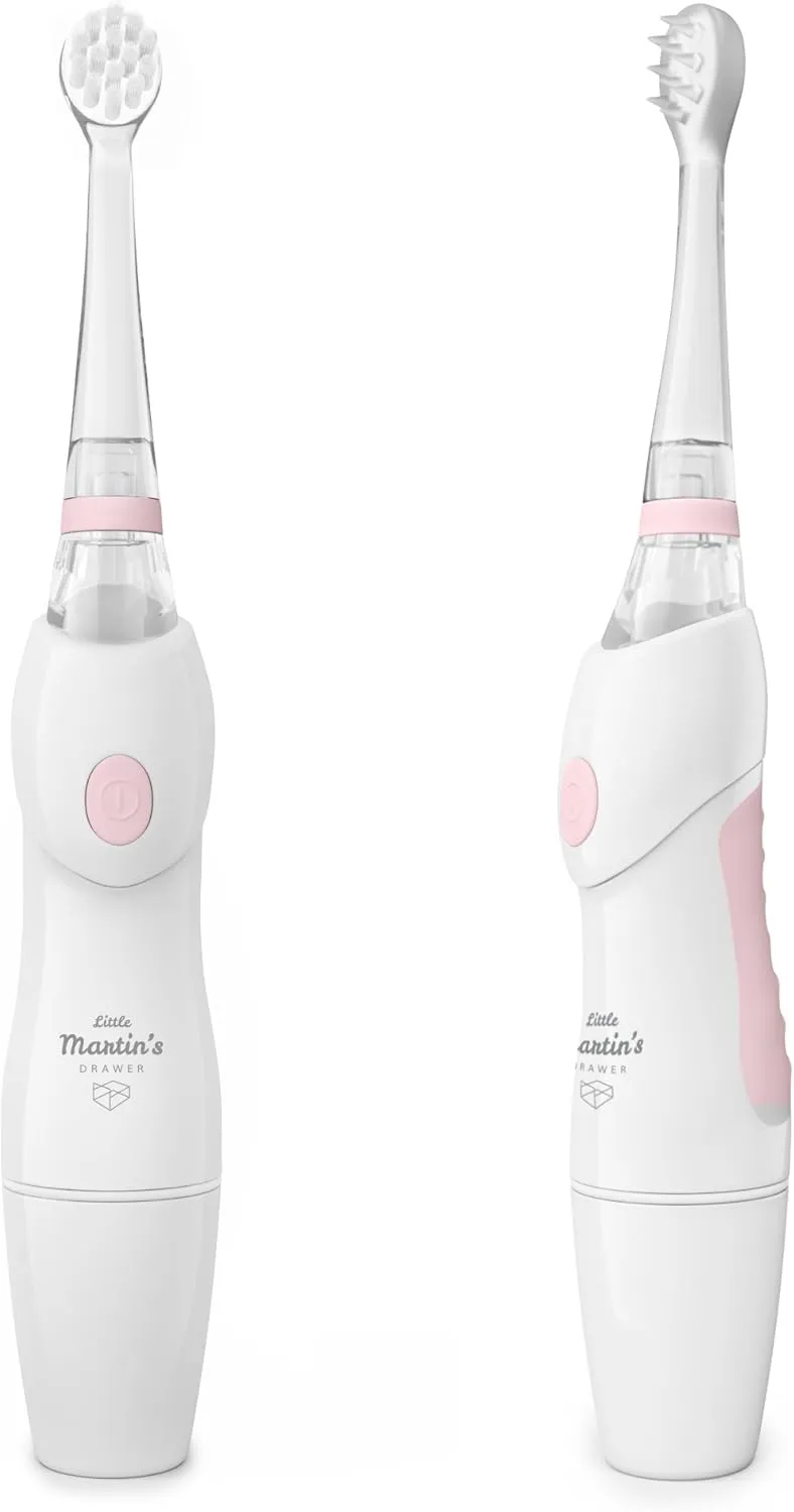 Little Martin’s Baby Electric Toothbrush - for Infants Toddler Kids - with LED Light & Auto Timer for Training – Sonic Soft Vibrating - Battery Operated - Silicone Brush Head for Teething Included