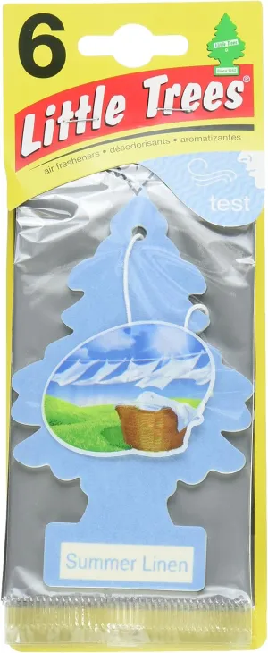Little Trees Cardboard Hanging Car, Home & Office Air Freshener, Summer Linen (Pack of 24)