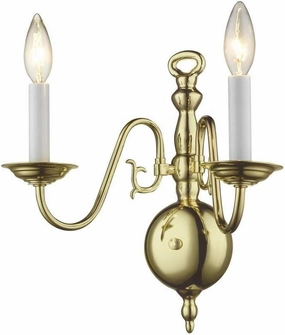 Livex Lighting 5002-02 Williamsburg 2 Light Polished Brass Wall Sconce