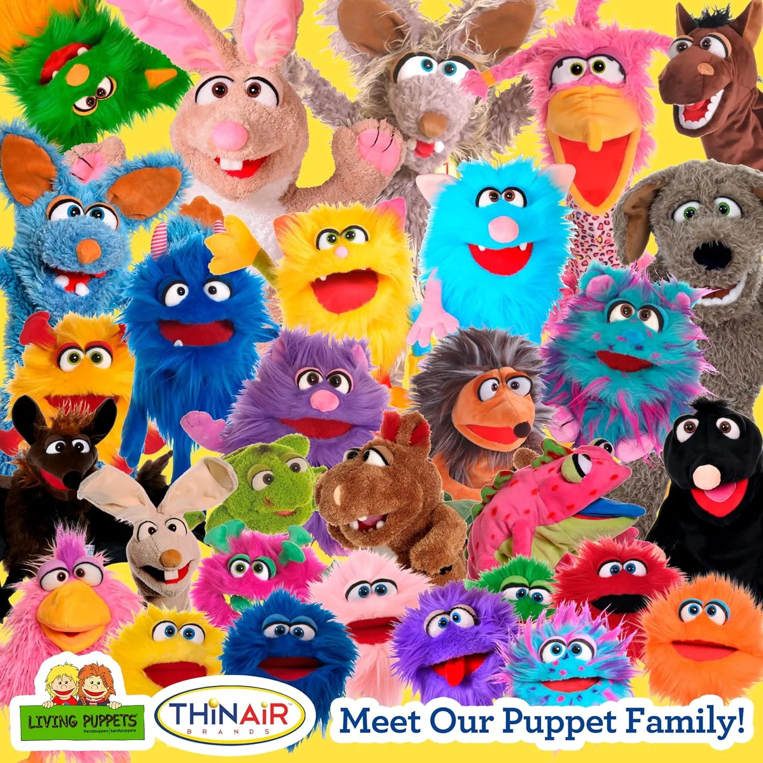 Living Puppets - Rocky The 16-Inch Green Friendly Monster, Plush Hand Puppet for Boys and Girls