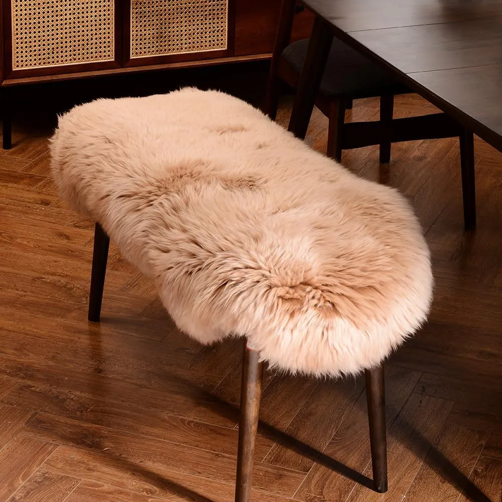 LLB Genuine Sheepskin Area Rug Wool Rug Fur Carpet Fluffy Shaggy Fur Rug for Living Room Kids Bedroom Real Sheepskin Throw Lambskin Rugs Sofa Mat Chair Seat Covers (Tan, 2 x 3 ft Sheepskin)