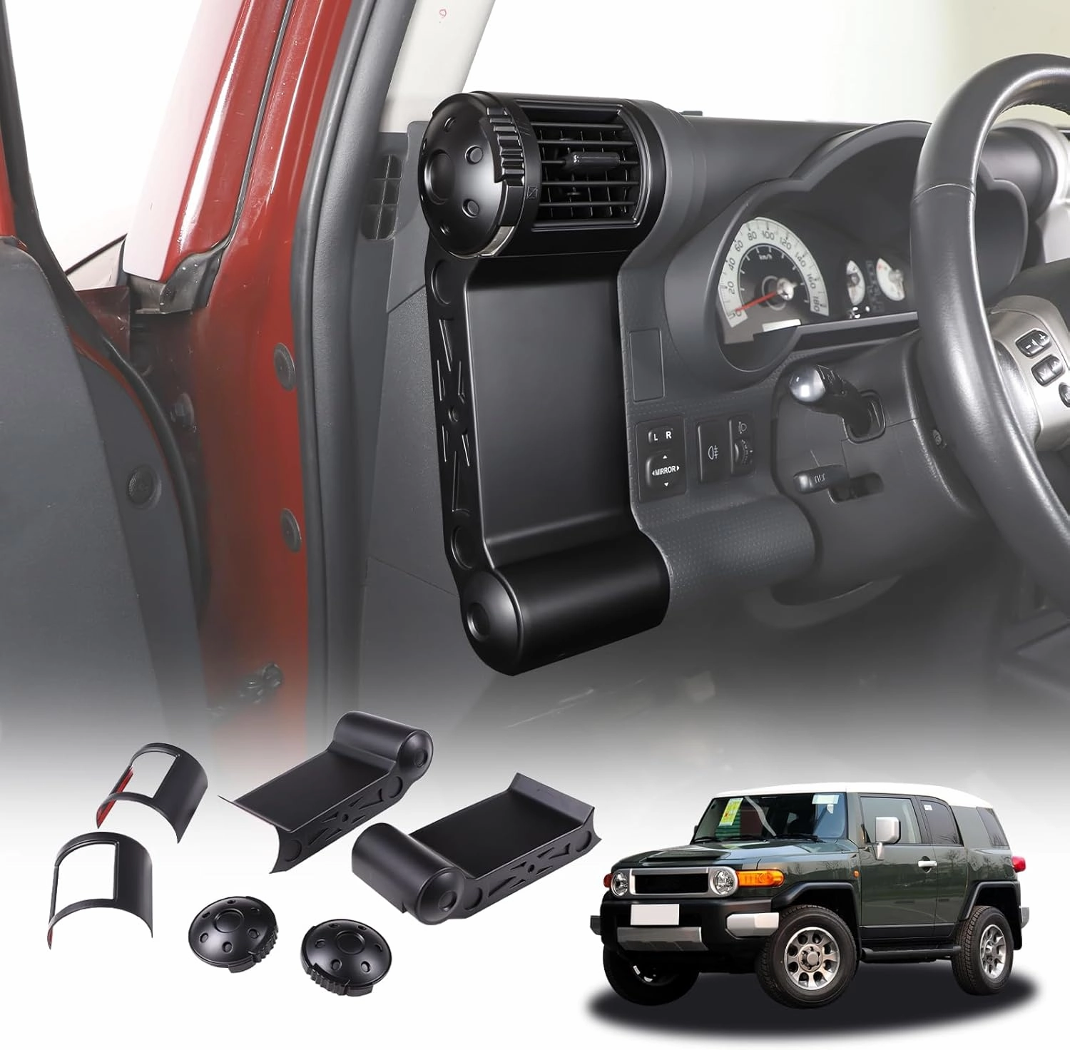 LLKUANG Dashboard Side Air Outlet Frame ABS Car Dashboard Side Air Outlet Frame Decorative Panel for Toyota FJ Cruiser (XJ10) 2007-2022 A/C Air Vent Kit Interior Accessories (Matte black)