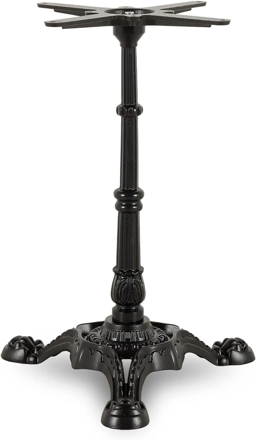 LOKKHAN Elegant Semi-Gloss Black Cast Iron Pedestal Table Base 27.95" H - Ornate Tripod Clawfoot Design - Heavy Duty Support, Metal Furniture Leg Stand, DIY Building, Premium Decorative Table Leg