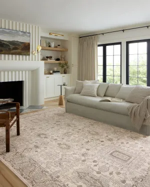 Loloi Teagan Collection 6'-7" x 9'-2" Area Rug in Ivory/Sand - Large, Soft Neutral Rug, High-Traffic Area Rug for Living Room, Bedroom, Home Office, Dining Area