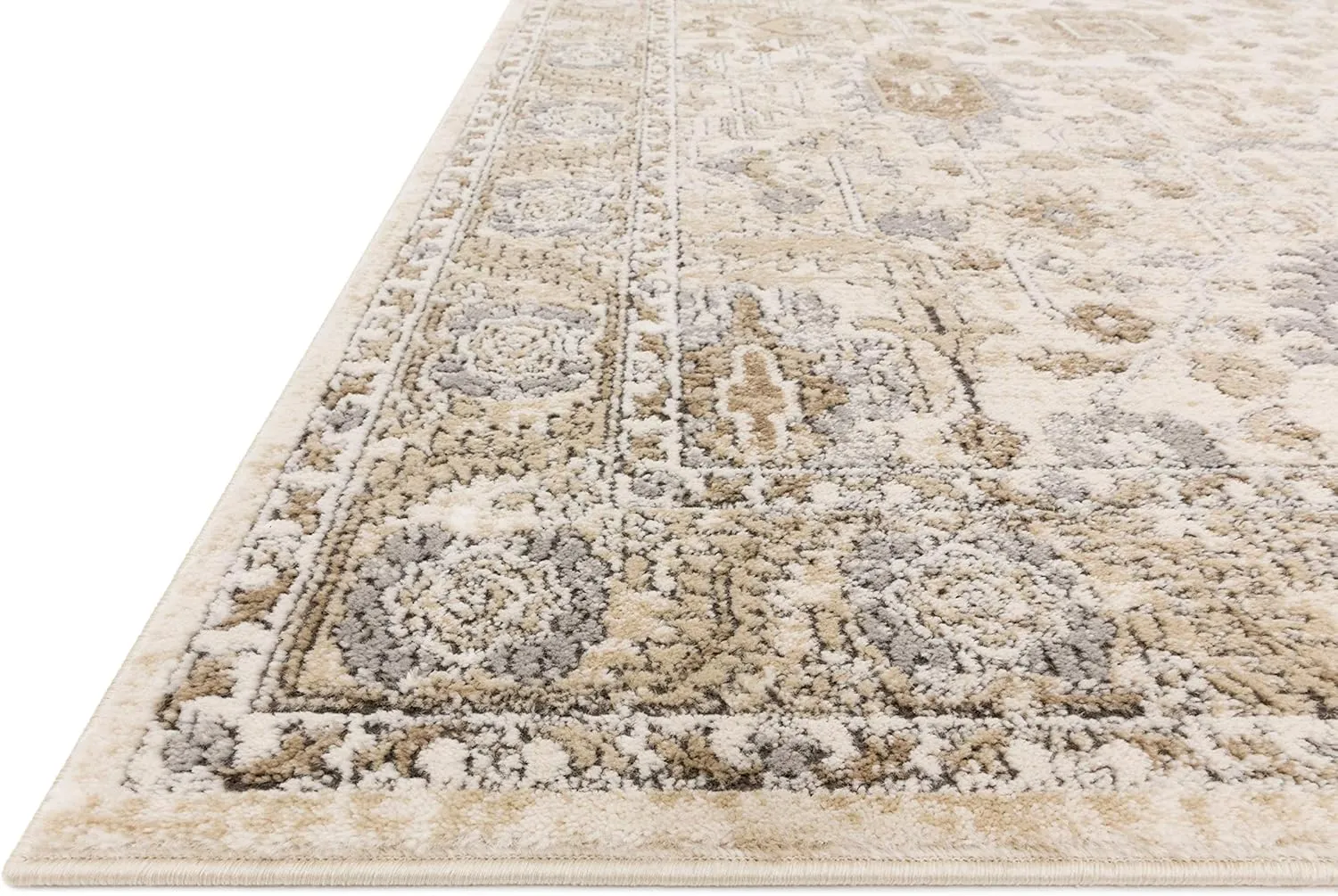 Loloi Teagan Collection 6'-7" x 9'-2" Area Rug in Ivory/Sand - Large, Soft Neutral Rug, High-Traffic Area Rug for Living Room, Bedroom, Home Office, Dining Area