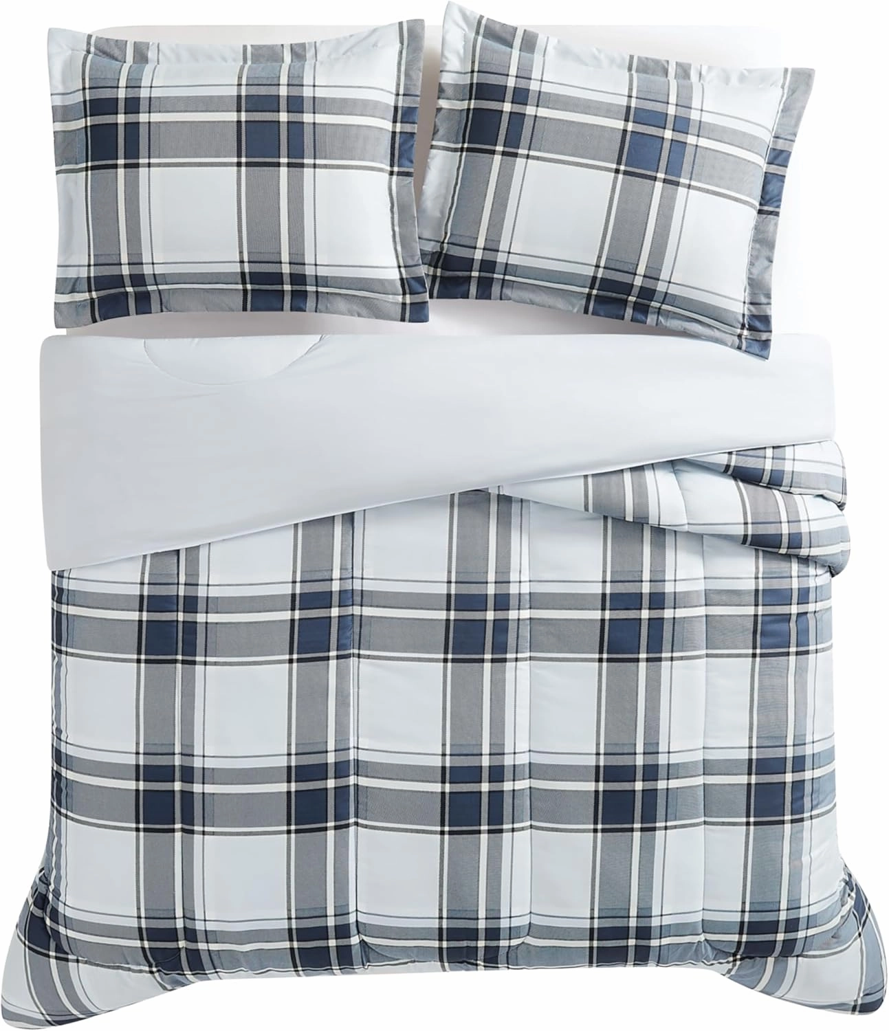 London Fog Nottingham Plaid Comforter Set Multiple Polyester 3-Piece Full/Queen Comforter Set, Plaid Themed, for Men and Women, Oeko-TEX Certified Confidence
