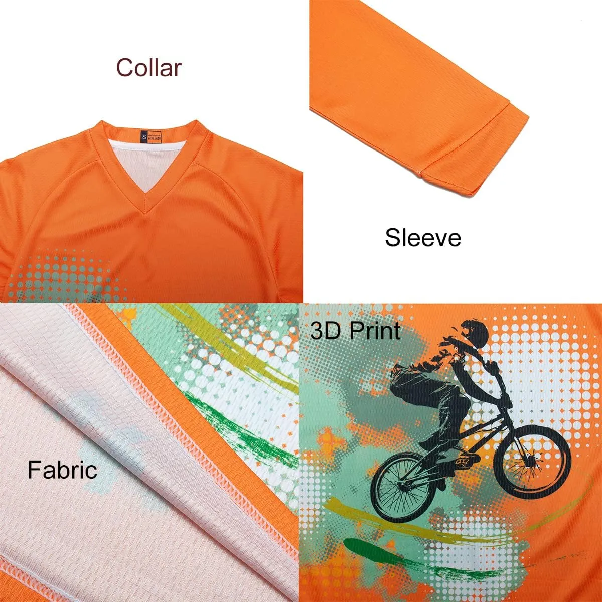 Long Sleeve MTB Jersey Women, Dirt Bike Shirt for Mountain Motocross Biking BMX Motorcycle Fishing Off Racing