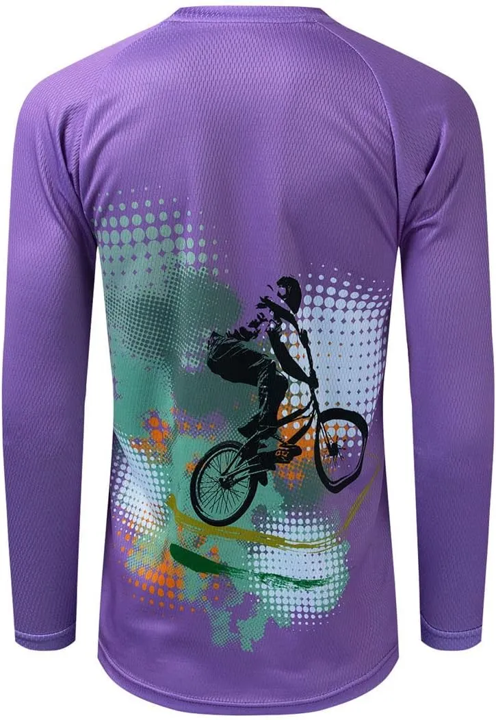Long Sleeve MTB Jersey Women, Dirt Bike Shirt for Mountain Motocross Biking BMX Motorcycle Fishing Off Racing