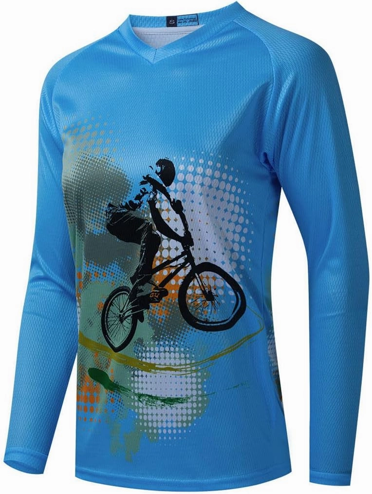 Long Sleeve MTB Jersey Women, Dirt Bike Shirt for Mountain Motocross Biking BMX Motorcycle Fishing Off Racing