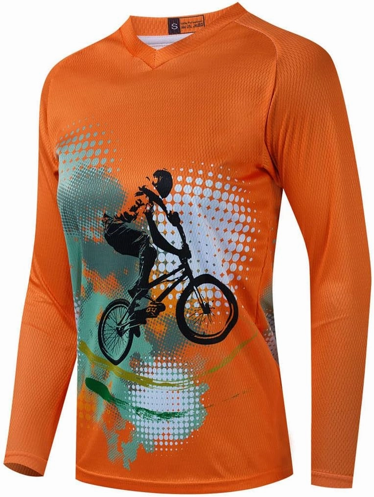 Long Sleeve MTB Jersey Women, Dirt Bike Shirt for Mountain Motocross Biking BMX Motorcycle Fishing Off Racing