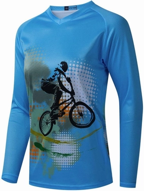 Long Sleeve MTB Jersey Women, Dirt Bike Shirt for Mountain Motocross Biking BMX Motorcycle Fishing Off Racing