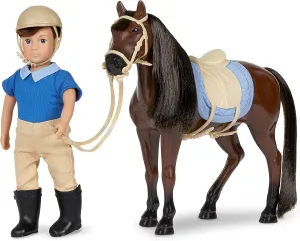 Lori Dolls – Brian & Barnaby – Mini Boy Doll & Toy Horse – 6-inch Doll & Dark Bay Thoroughbred Horse – Set with Clothes, Animal & Accessories – Playset for Kids – 3 Years  