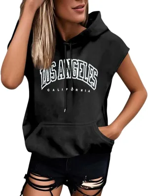 Los Angeles California Tee Shirts for Women 2025 Tank Gym Going Out Loose Tops Cute Hooded T Shirts Casual Y2K Summer