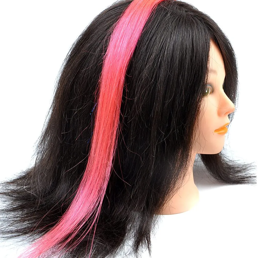 Lot 10 strands 20'' Long Solid Colorful I Tip Human Hair Extension,10  FREE Micro Beads,Hook (Hot Pink, 20inch)