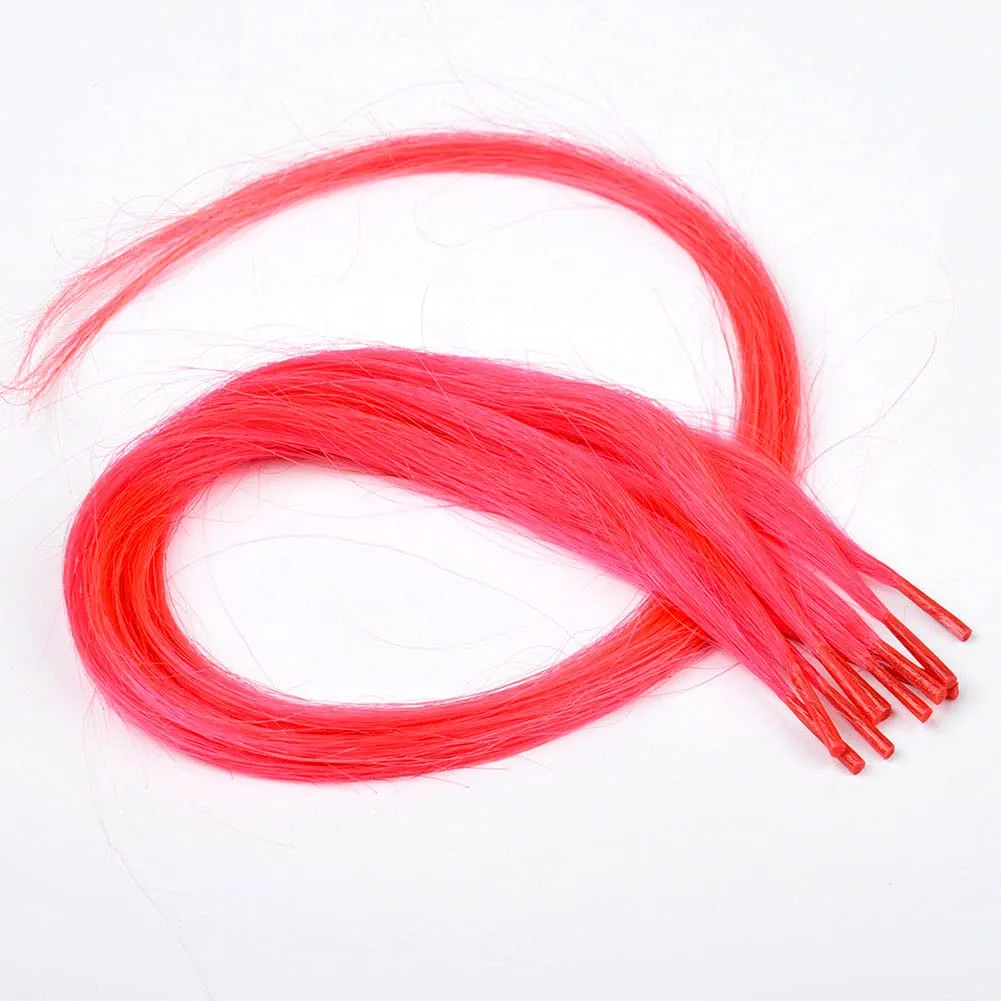 Lot 10 strands 20'' Long Solid Colorful I Tip Human Hair Extension,10  FREE Micro Beads,Hook (Hot Pink, 20inch)