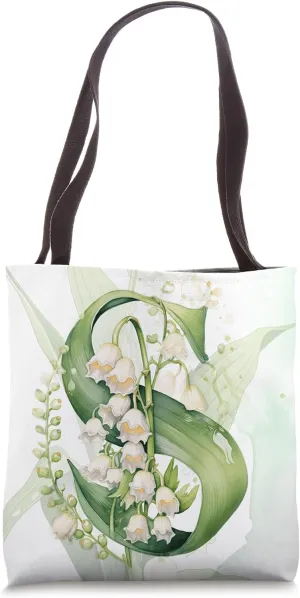 Lovely Lily of The Valley Initial Letter S May Birthday Tote Bag