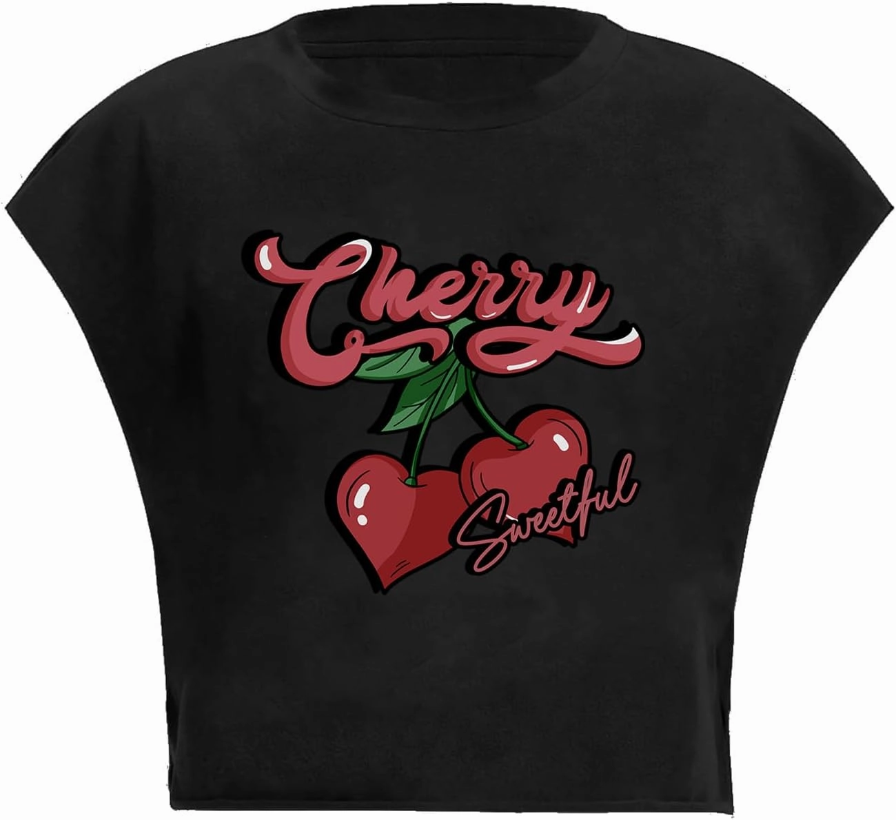 LovelyWholesale Women Cap Sleeve Tops Cropped Graphic Tees Summer Short Sleeve T Shirts