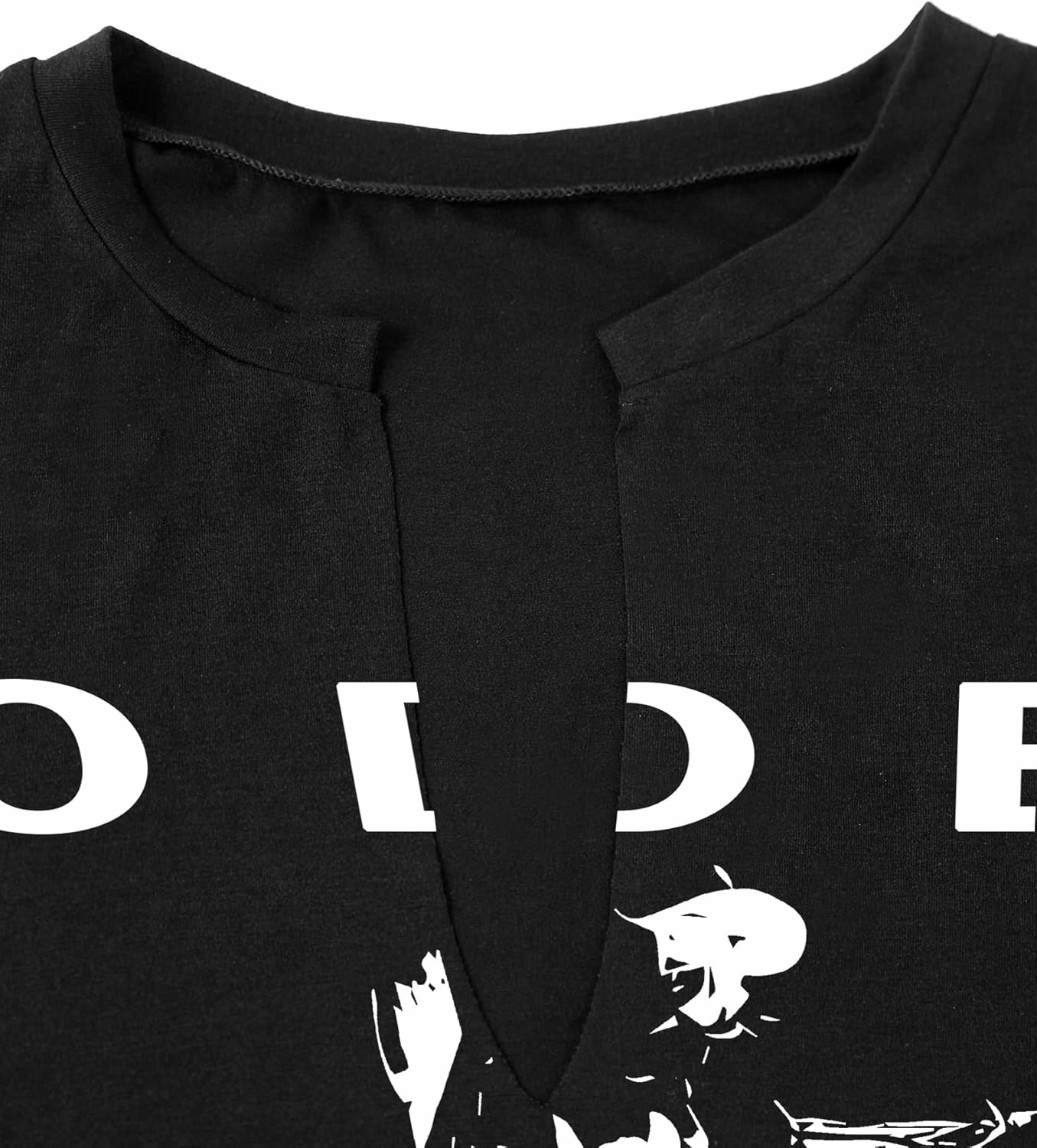 LovelyWholesale Womens Graphic Tees Sexy V Neck T Shirts Short Sleeve Side Slit Summer Tops