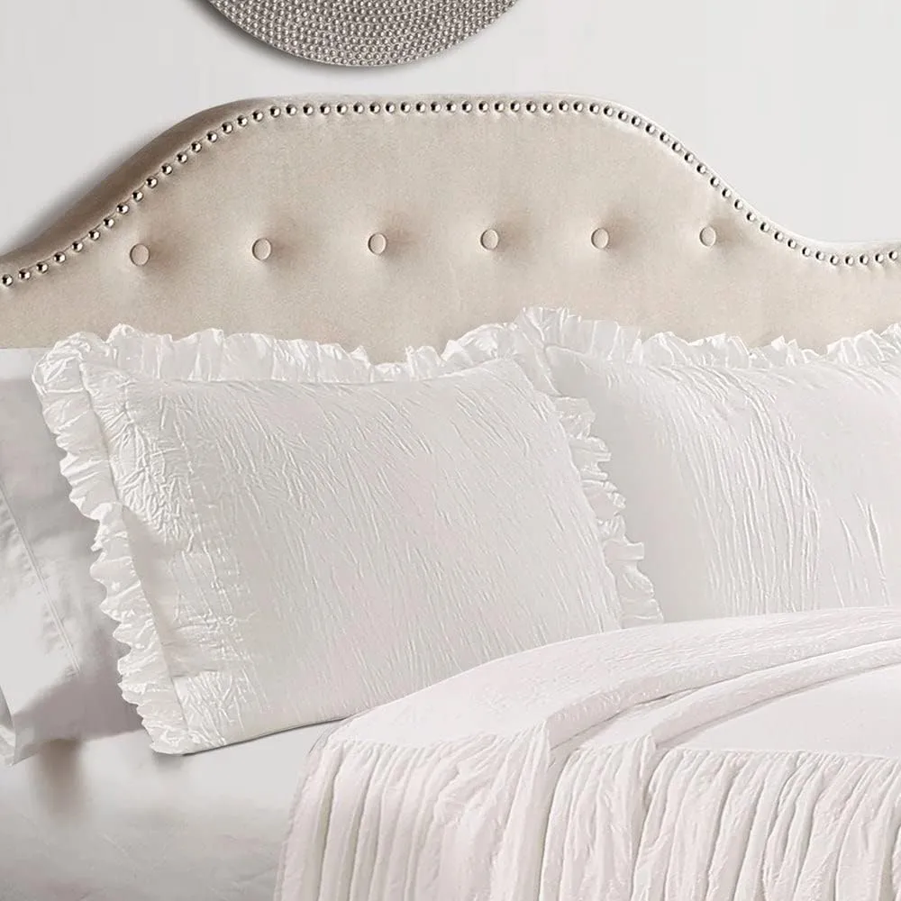Lush Decor Ruffle Skirt Bedspread Set - 3 Piece Luxurious Farmhouse Bedding Set - Elegant, Charming Ruffle Detail - Timeless Style & Classic Design - Soft and Lightweight - Full, Gray
