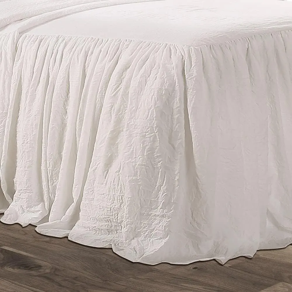 Lush Decor Ruffle Skirt Bedspread Set - 3 Piece Luxurious Farmhouse Bedding Set - Elegant, Charming Ruffle Detail - Timeless Style & Classic Design - Soft and Lightweight - Full, Gray