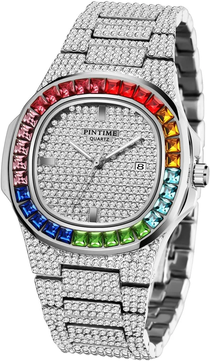 Luxury Unisex Watch Crystal Diamond Watches Big Face Fashion Men's Women's Quartz Watch Gold Color Silver Color Rose Gold Color Stainless Steel Wrist Watch Bling Watches