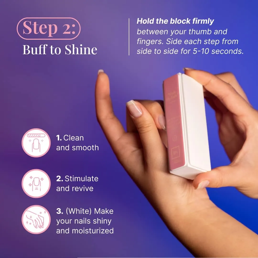 Made My Nails Buffer, Ultimate Shine 3 Way Nail Buffing Block with Professional Nail File 120/180 Grit-Perfect All in One Manicure Tool for Smooth, Shiny, Twinkling Nails (Pack of 2)