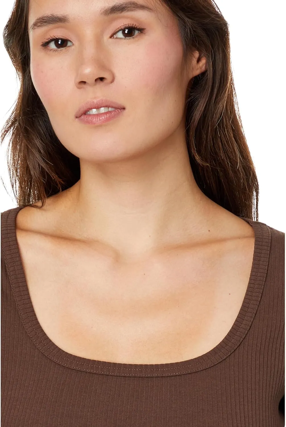 Madewell Square-Neck Long-Sleeve Crop Tee in Sleekhold - Ribbed Fabric - Cotton Fabric - Square Neckline