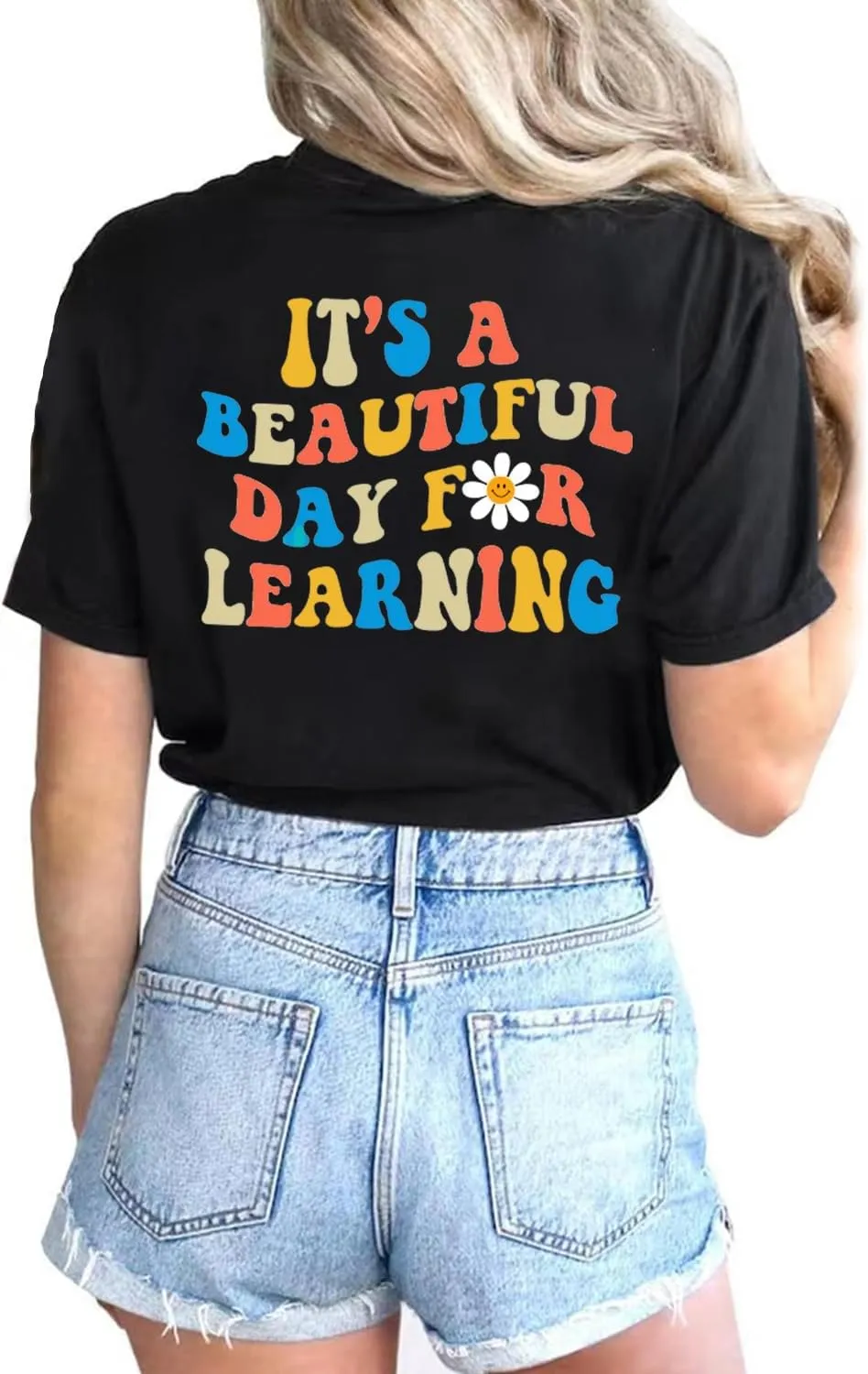MAIHUN Women Teacher Life Shirt Teacher Gift Short Sleeve Shirts It s a Beautiful Day for Learning T-Shirt