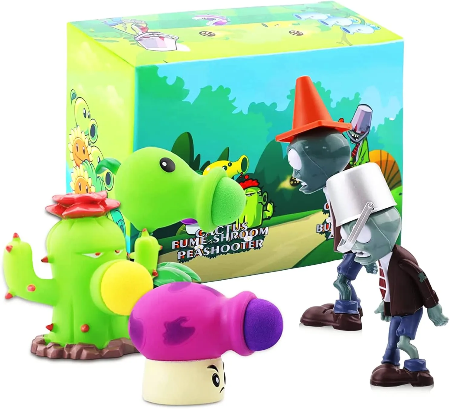 Maikerry 5 PCS PVZ 2 Series Toys Doll Characters Soft Vinyl Hard Plastic can Launch Figures,Great Gifts for Kids and Fans,Birthday and Christmas Party