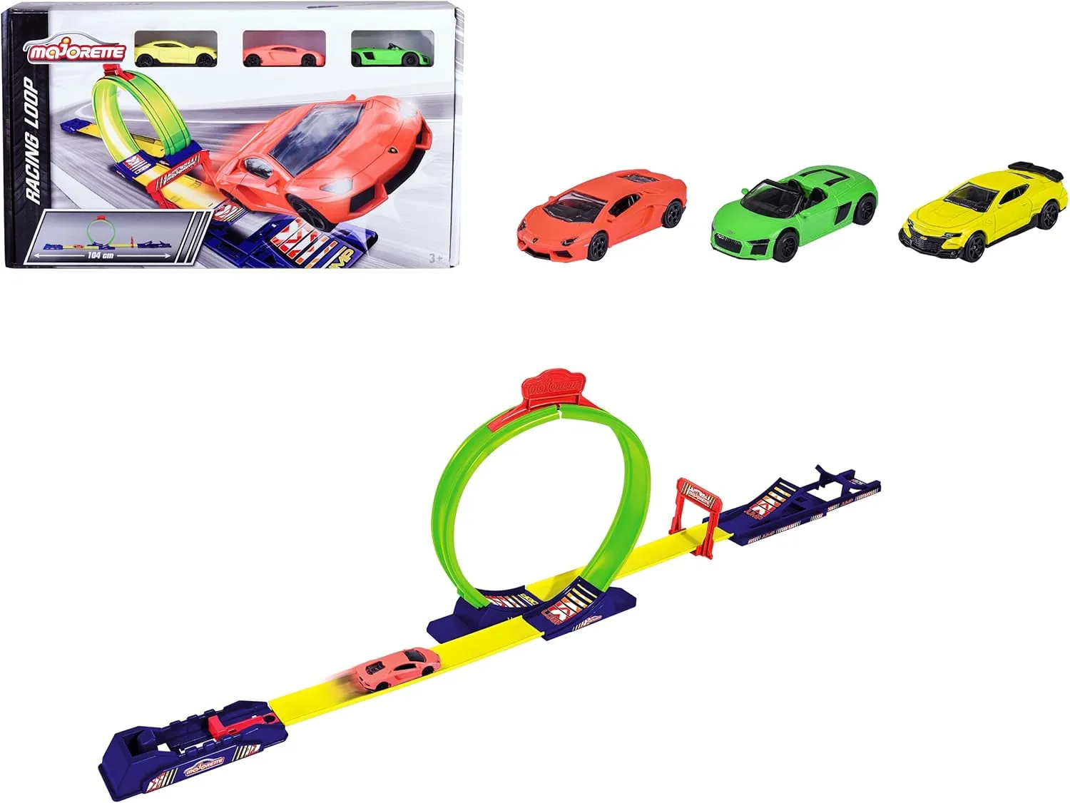 Majorette – Racing Loop – Launch Track – Car Launcher – Looping and Jump – 3 Vehicles Included – Ages 3 – 212051027