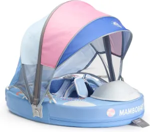 Mambobaby Baby Pool Float with Canopy & Tail Mambobaby Baby Swim Float Non-Inflatable Solid Baby Float Upgrade Soft Waterproof Skin-Friendly Material Infant Swim Float (Deluxe Edition)