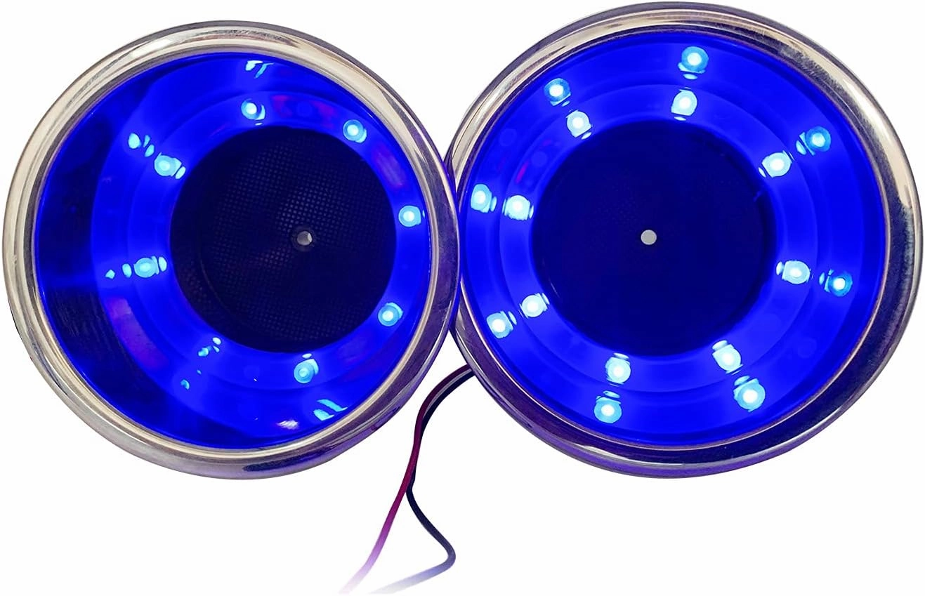 Manifish-made 2Pieces Boat Cup Holder Stainless Steel Blue LED Cup Holder Drink Holder with Drain for Boat Rv Camper