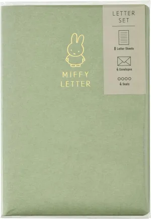 Maruai Miffy Les -MY12G Letter Set with Case, Green, 8 Stationery Notes, 4 Envelopes, 4 Stickers