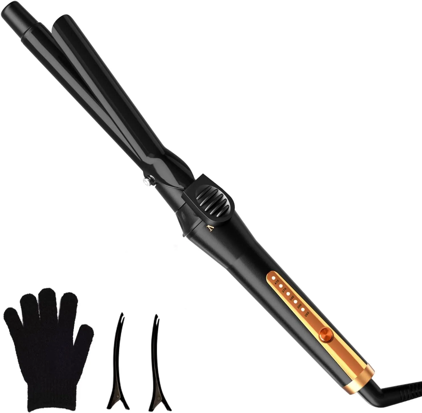 MAXT Curling Irons Waver Curling Wand Ceramic Tourmaline Hair Curler Dual Voltage Curlers Long Lasting Curls & Waves Hair Wand with 5 Heat Settings Glove Clips Include (3/4 Inch)