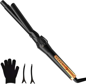 MAXT Curling Irons Waver Curling Wand Ceramic Tourmaline Hair Curler Dual Voltage Curlers Long Lasting Curls & Waves Hair Wand with 5 Heat Settings Glove Clips Include (3/4 Inch)