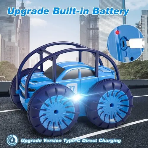 MaxTronic Amphibious Remote Control Car,Rechargeable RC Cars Toy 360° Flips Rotation Stunt Crawler 15KM/H 4WD All Terrain Outdoor Indoor Toy for Kids Boys Girls 3-12