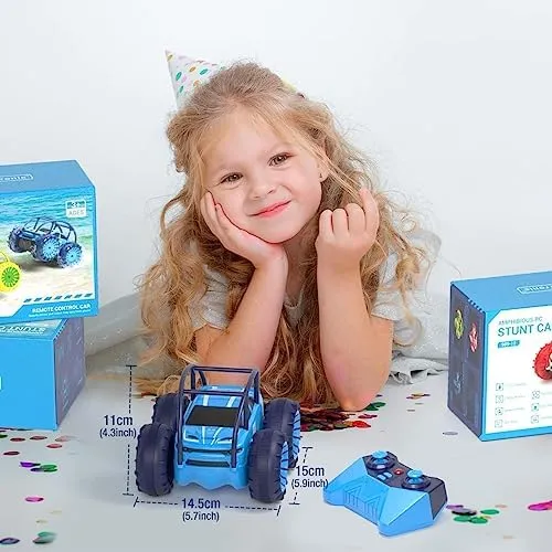 MaxTronic Amphibious Remote Control Car,Rechargeable RC Cars Toy 360° Flips Rotation Stunt Crawler 15KM/H 4WD All Terrain Outdoor Indoor Toy for Kids Boys Girls 3-12