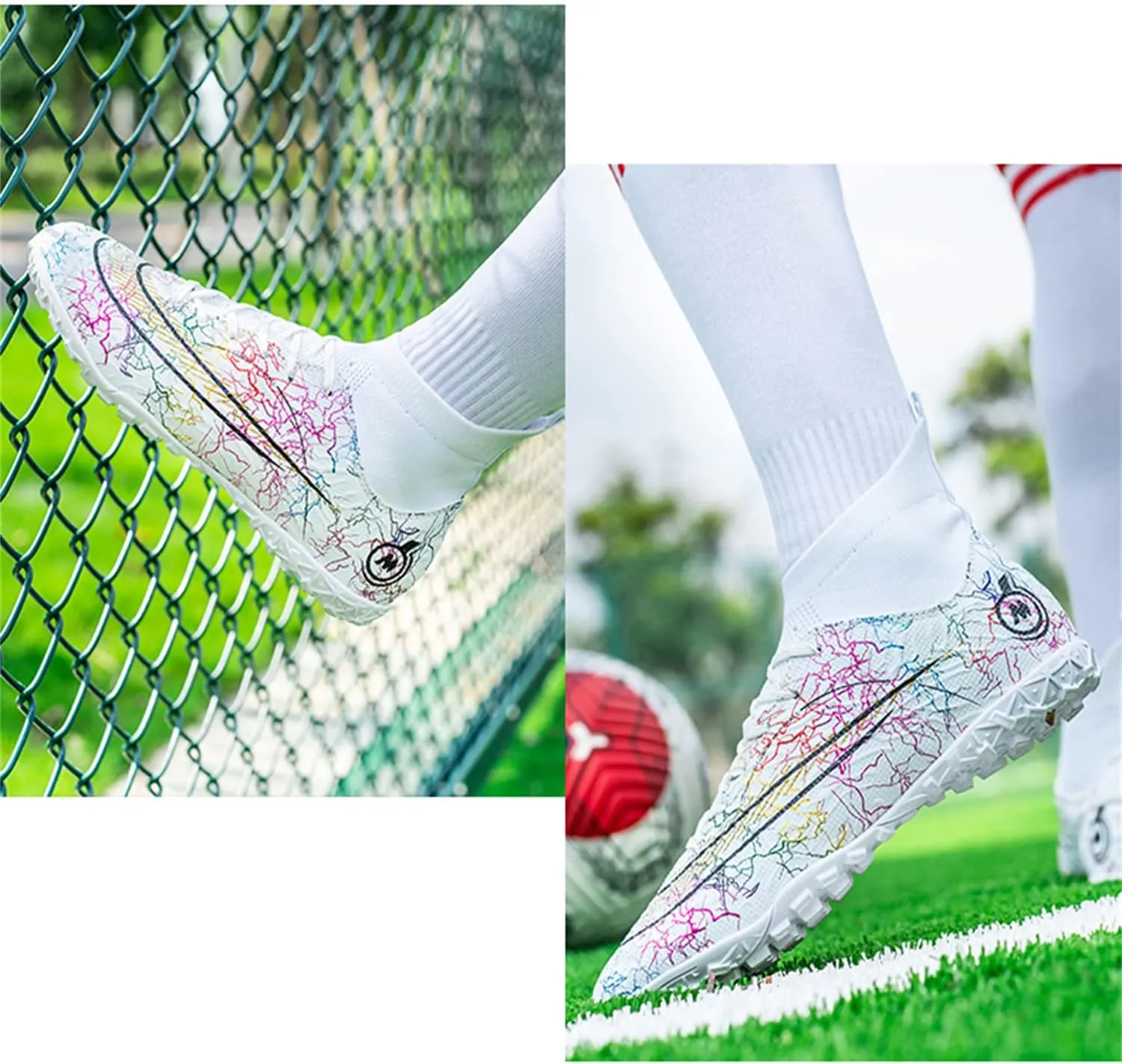 MDPCX Competitive Unisex Soccer Shoes Men Women Indoor Outdoor Football Boots Athletic Turf Mundial Team Cleat Running Sports Lightweight Breathable Anti-Skid Damping Shoes