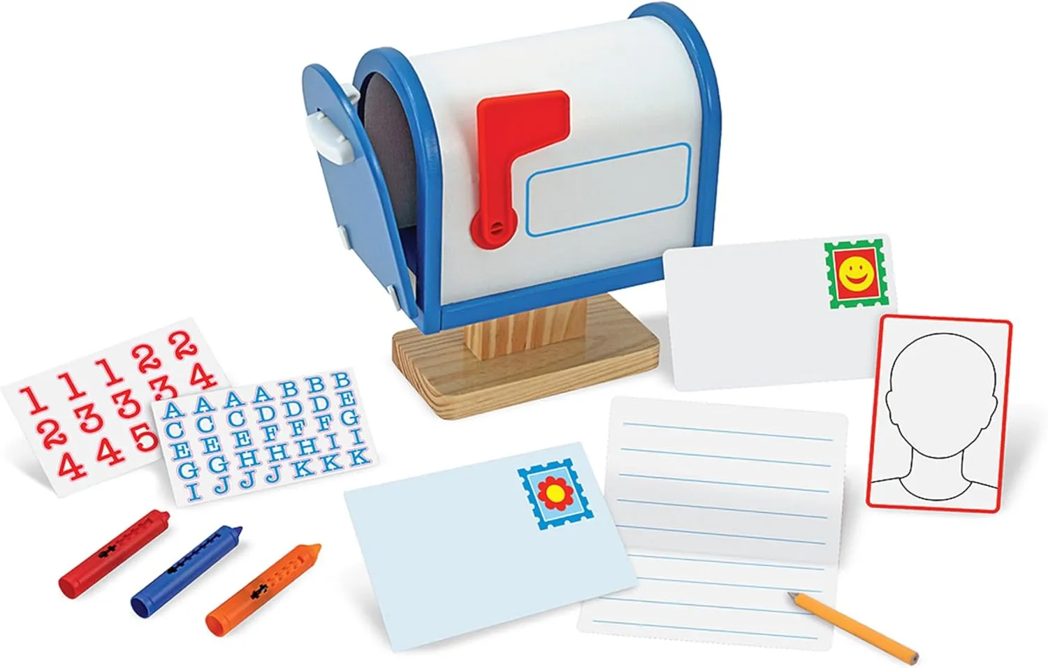 Melissa & Doug My Own Wooden Mailbox Activity Set and Educational Toy Kids Toy Mailbox With Reusable Letters And Post Cards, Pretend Play For Preschoolers And Kids Ages 4 