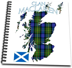 Memory Book 12 x 12 inch - Outline of Scotland with The Maclaren Clan Family Tartan. Creative Studios Scottish Tartans
