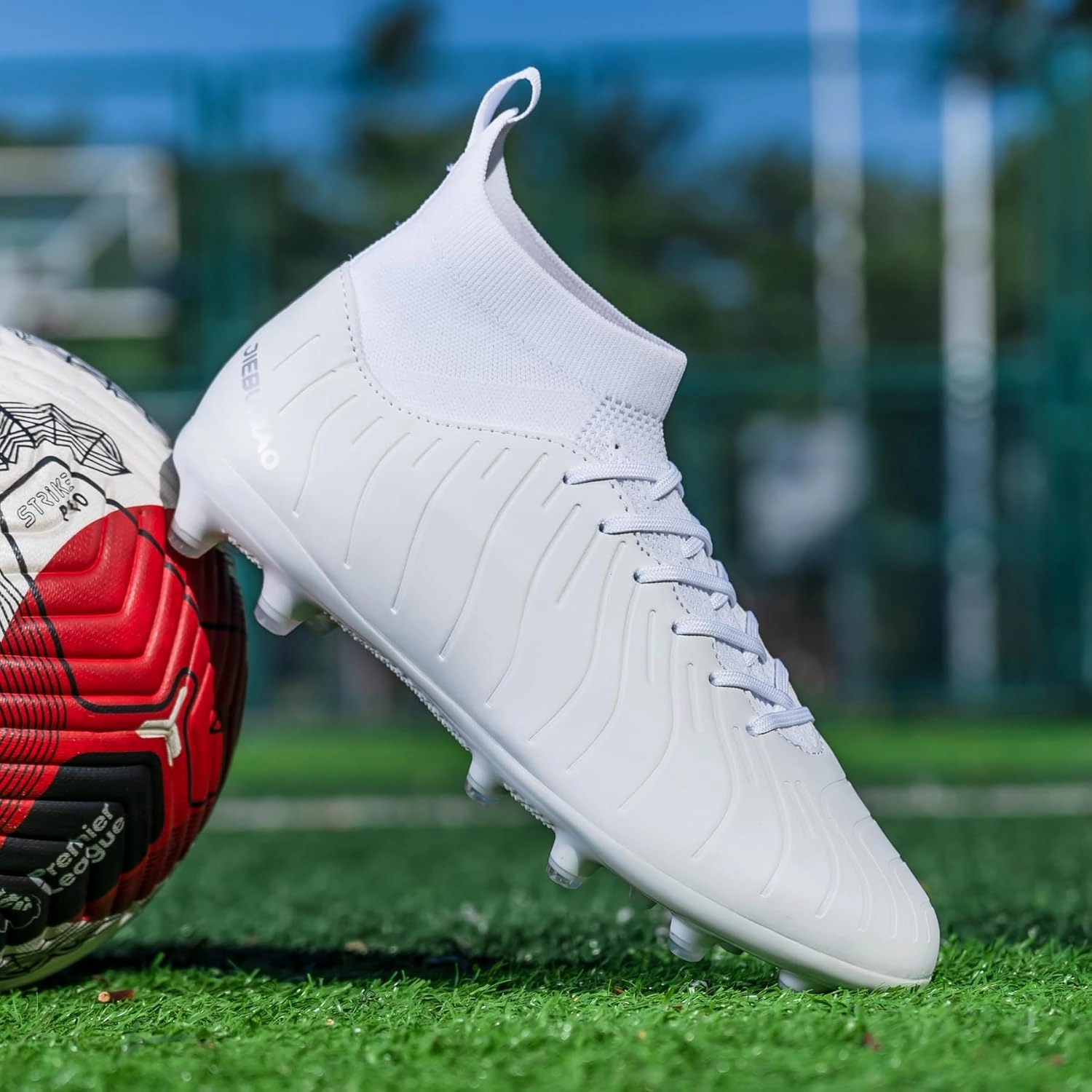 Men's Women's Soccer Shoes High-Tops Lace-Up Non-Slip Spikes Outdoor Sports Athletic Football Cleats