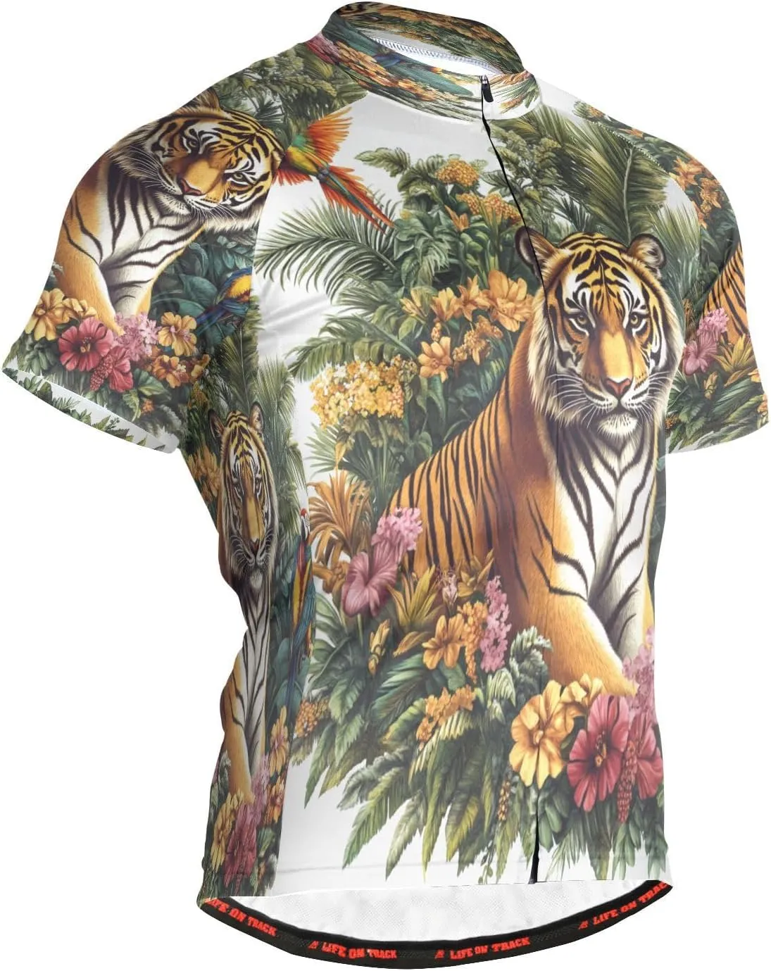 Men's Cycling Jerseys Tops Biking Shirts Short for Men Pockets Jungle Tiger-