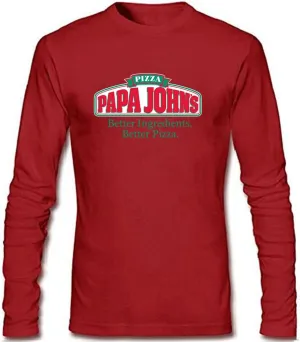 Men's Pizza PAPA John's Long Sleeve Shirt, Red