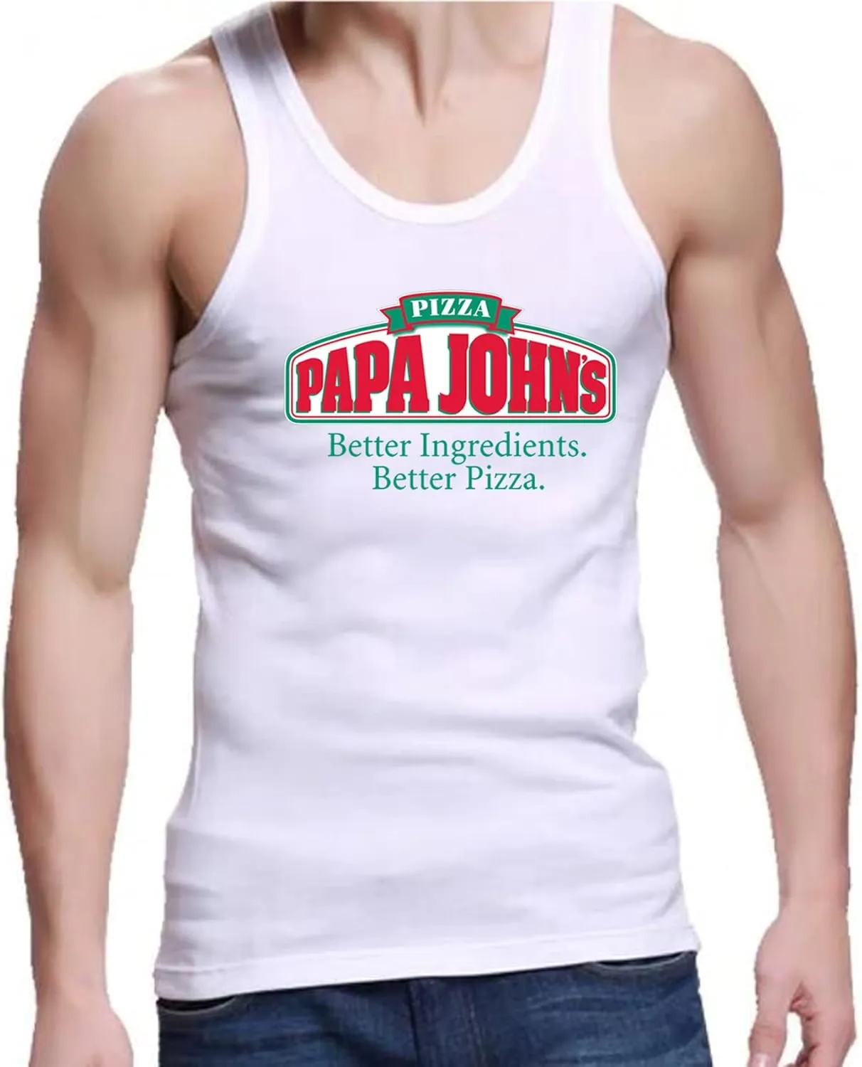 Men's Pizza PAPA John's Tank Top, Gray