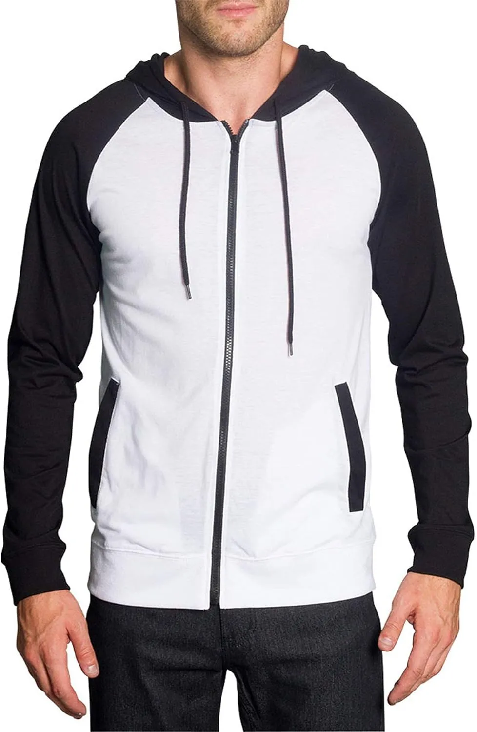 Men's Raglan Lightweight Zip Up Hoodie Sweatshirts