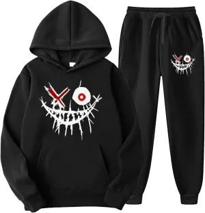 Mens Trendy y2k Tracksuits Hooded Kangaroo Pocket Sweatshirts Sweatpants 2 Piece Set Fall Streetwear Leisure Outfits