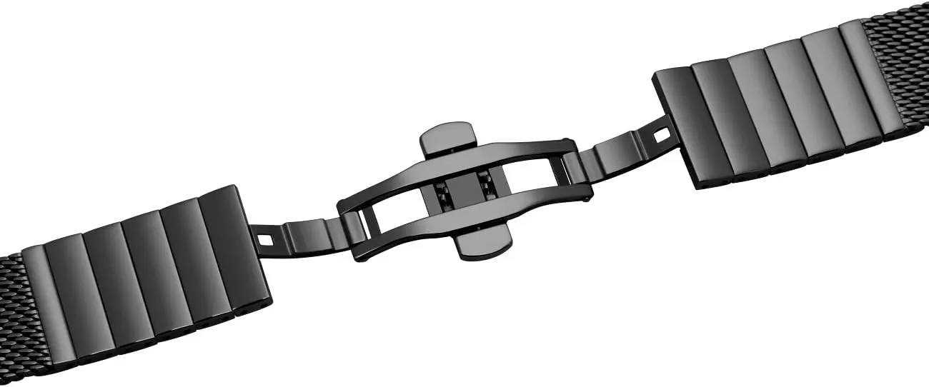 Mesh Stainless Steel Watch Band Delicate Solid Quick Release Watch Bands Strap Metal Brushed Silver Matte Black For Men Women 18mm 20mm 22mm 24mm
