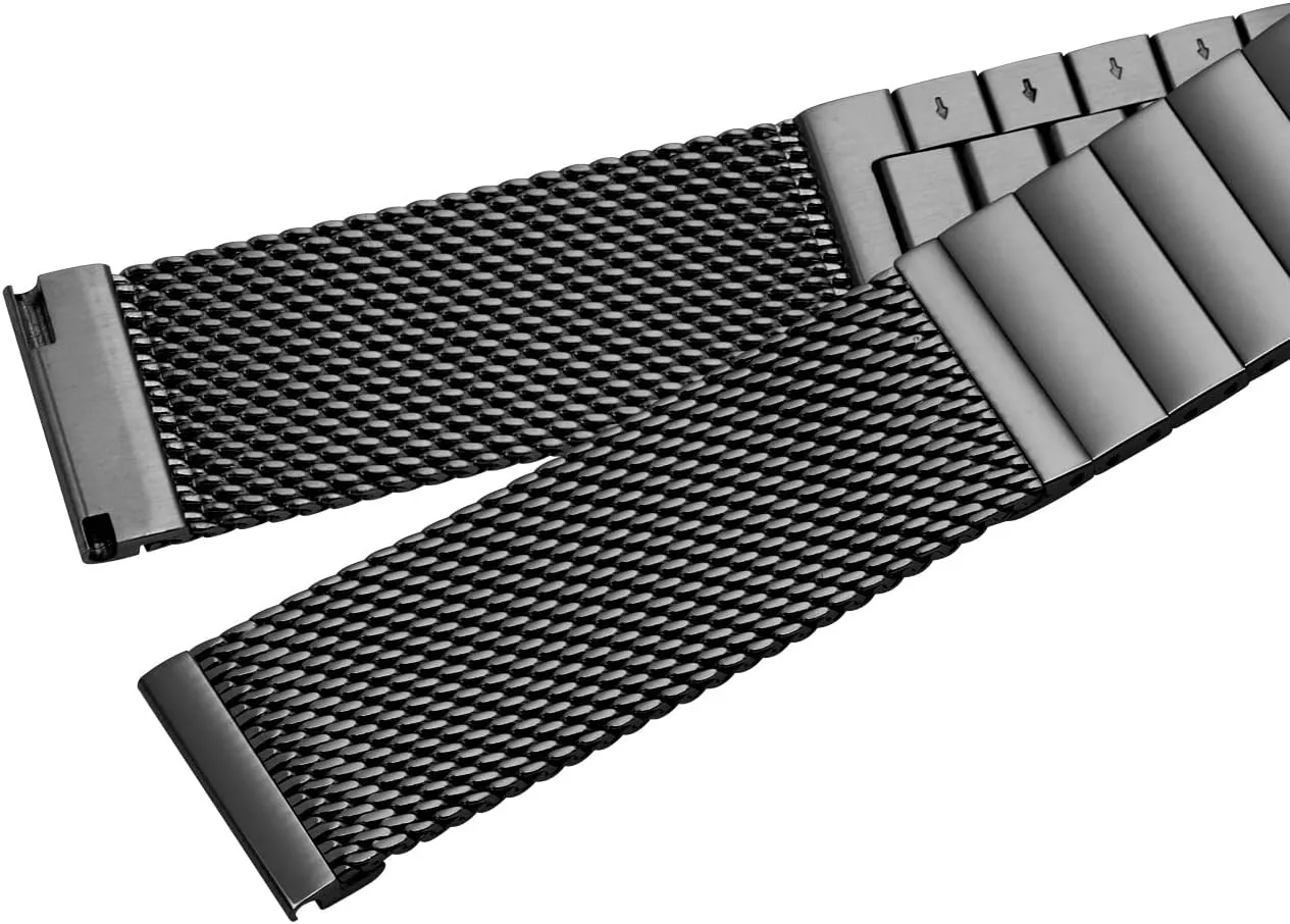 Mesh Stainless Steel Watch Band Delicate Solid Quick Release Watch Bands Strap Metal Brushed Silver Matte Black For Men Women 18mm 20mm 22mm 24mm